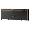 Buffet style industriel, 197 cm de longueur, 2 portes 3 tiroirs et 4 niches, Gamme Buffo