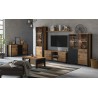 Buffet 3 portes et 3 tiroirs, couleur chêne et noir, Gamme HUD