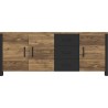 Buffet 3 portes et 3 tiroirs, couleur chêne et noir, Gamme HUD