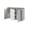 Buffet en bois, noyer et noir, 3 tiroirs, 2 portes, Gamme gand