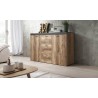 Buffet en bois, noyer et noir, 3 tiroirs, 2 portes, Gamme gand