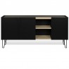 Buffet design, 180 cm longeur, 3 portes, chêne et noir, Gamme nina