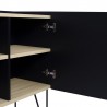Buffet design, 180 cm longeur, 3 portes, chêne et noir, Gamme nina