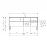 Buffet design, 180 cm longeur, 3 portes, chêne et noir, Gamme nina