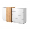 BUFFET DESIGN 2 PORTES 4 TIROIRS BLANC ET CHENE  ? GAMME NOTTI