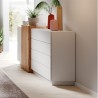 BUFFET DESIGN 2 PORTES 4 TIROIRS BLANC ET CHENE  ? GAMME NOTTI