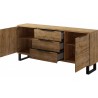 Buffet en bois, 201 cm longeur, 2 portes 3 tiroirs, couleur Chêne, Gamme Alls