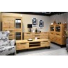 Buffet en bois, 201 cm longeur, 2 portes 3 tiroirs, couleur Chêne, Gamme Alls