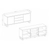 Buffet en bois, 201 cm longeur, 2 portes 3 tiroirs, couleur Chêne, Gamme Alls