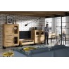 Buffet en bois, 201 cm longeur, 2 portes 3 tiroirs, couleur Chêne, Gamme Alls