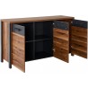 Buffet 3 portes 6 niches, couleur bois et tiroir noir, Gamme BuffoB