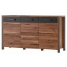 Buffet 3 portes 6 niches, couleur bois et tiroir noir, Gamme BuffoB