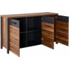 Buffet 3 portes 6 niches, couleur bois et tiroir noir, Gamme BuffoB