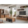 Buffet 3 portes 6 niches, couleur bois et tiroir noir, Gamme BuffoB