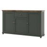 Buffet 3 portes 1 tiroir, couleur vert et chêne, Gamme Evovert