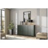 Buffet 3 portes 1 tiroir, couleur vert et chêne, Gamme Evovert