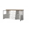 Buffet 2 portes et 4 tiroirs, couleur blanc, Gamme EvoBlancW