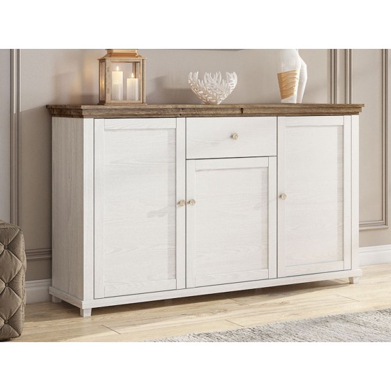 Buffet 3 portes et 1 tiroir, couleur blanc, Gamme EvoBlanc