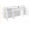 Buffet en bois, 208 cm de longueur, 4 portes 1 tiroir, couleur gris et chêne, Gamme Dole b