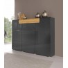 Buffet 3 portes 1 tiroir , couleur gris et chêne, Gamme Doleb