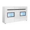 Buffet 3 portes 3 tiroirs et 6 niches, couleur blanc et noir, Gamme TOREK