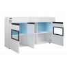 Buffet 3 portes 3 tiroirs et 6 niches, couleur blanc et noir, Gamme TOREK