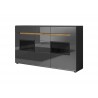 Buffet 3 portes 3 tiroirs et 6 niches, couleur Gris anthracite et bois, Gamme TOREK B