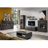 Buffet 3 portes 3 tiroirs et 6 niches, couleur Gris anthracite et bois, Gamme TOREK B