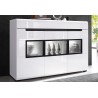 Buffet 3 portes 3 tiroirs, couleur blanc et noir, Gamme TOREK