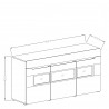 Buffet 3 portes 3 tiroirs, couleur blanc et noir, Gamme TOREK