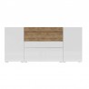 Buffet design, 180 cm de longueur,  blanc et chene, 4 portes et 1 tiroir , Gamme flow