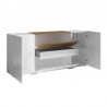 Buffet design, 180 cm de longueur,  blanc et chene, 4 portes et 1 tiroir , Gamme flow