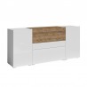 Buffet design, 180 cm de longueur,  blanc et chene, 4 portes et 1 tiroir , Gamme flow