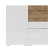 Buffet design, 180 cm de longueur,  blanc et chene, 4 portes et 1 tiroir , Gamme flow