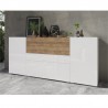 Buffet design, 180 cm de longueur,  blanc et chene, 4 portes et 1 tiroir , Gamme flow