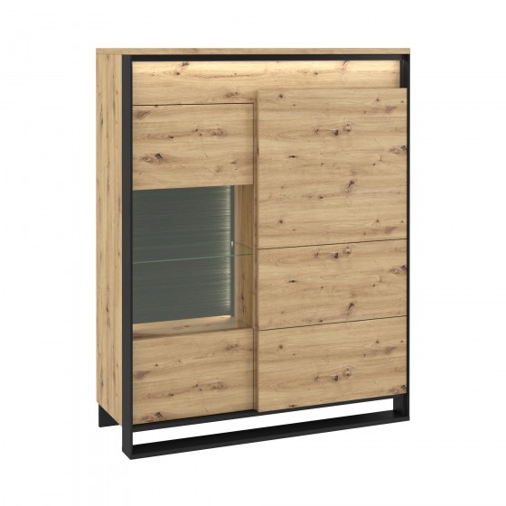 Buffet haut avec porte vitree et led , Gamme sven