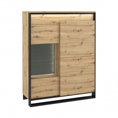 Buffet haut avec porte vitree et led , Gamme sven