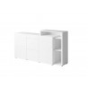 Buffet en bois, 180 cm de longueur, 2 portes 3 tiroirs blanc, Gamme aspen