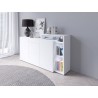 Buffet en bois, 180 cm de longueur, 2 portes 3 tiroirs blanc, Gamme aspen