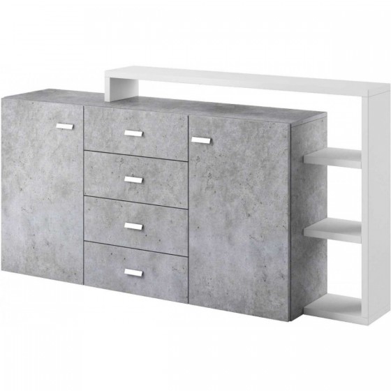Buffet design, 180 cm de longueur, 2 portes 4 tiroirs, Gamme evo