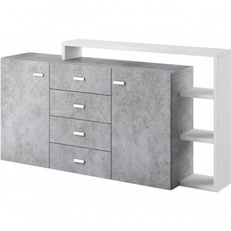 Buffet design, 180 cm de longueur, 2 portes 4 tiroirs, Gamme evo