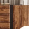 Buffet 1 porte, 3 tiroirs, couleur noir et bois, Gamme SANTANA