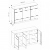 Buffet en chêne, 3 portes, 9 rangements, Gamme bari