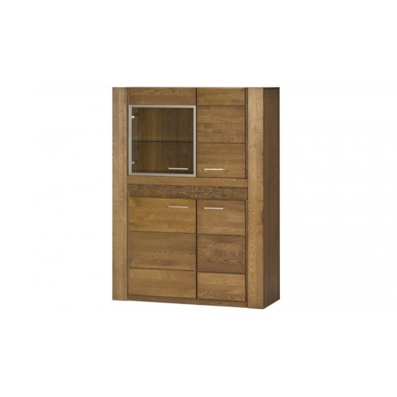 Buffet en chêne, 1 porte vitrée, 4 portes, élairage led, Gamme boston