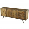 Buffet en bois, 190 cm de longueur, 3 portes, 3 tiroirs, Gamme cusco