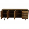 Buffet en bois, 190 cm de longueur, 3 portes, 3 tiroirs, Gamme cusco