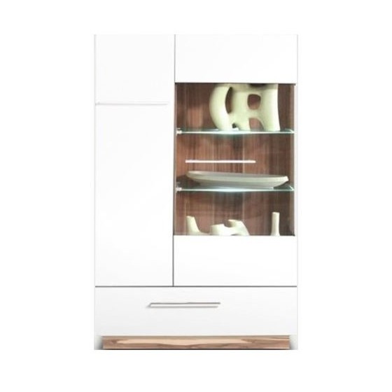 Buffet en bois, 1 porte, 1 porte vitrée, 1 tiroir, Gamme mya