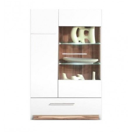 Buffet en bois, 1 porte, 1 porte vitrée, 1 tiroir, Gamme mya
