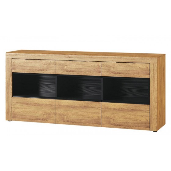 Buffet en bois, 3 portes vitrées, Gamme naples
