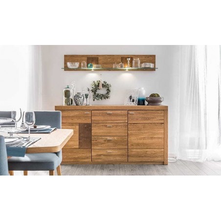 Buffet en chêne, 4 tiroirs, 2 portes, Gamme palerme